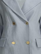 Max Mara Studio Linen double-breasted blazer - Light Blue