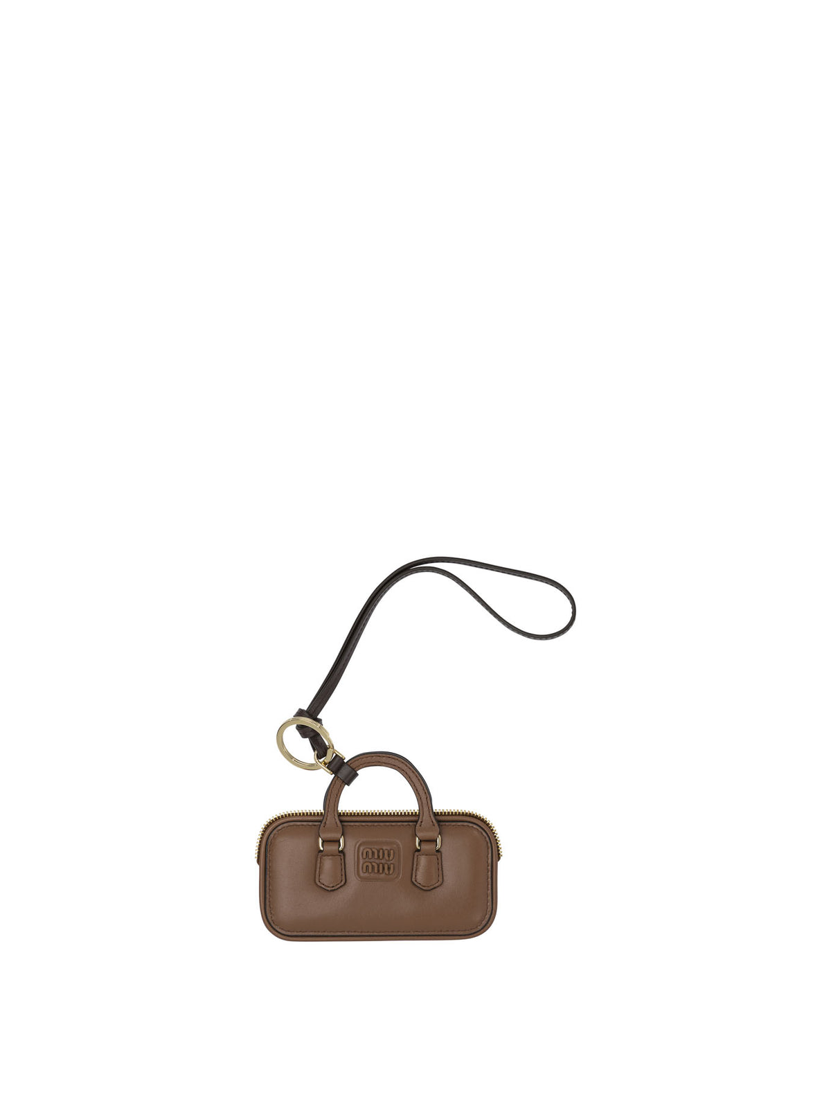 Miu Miu Leather "Arcadie" Charm - Brown