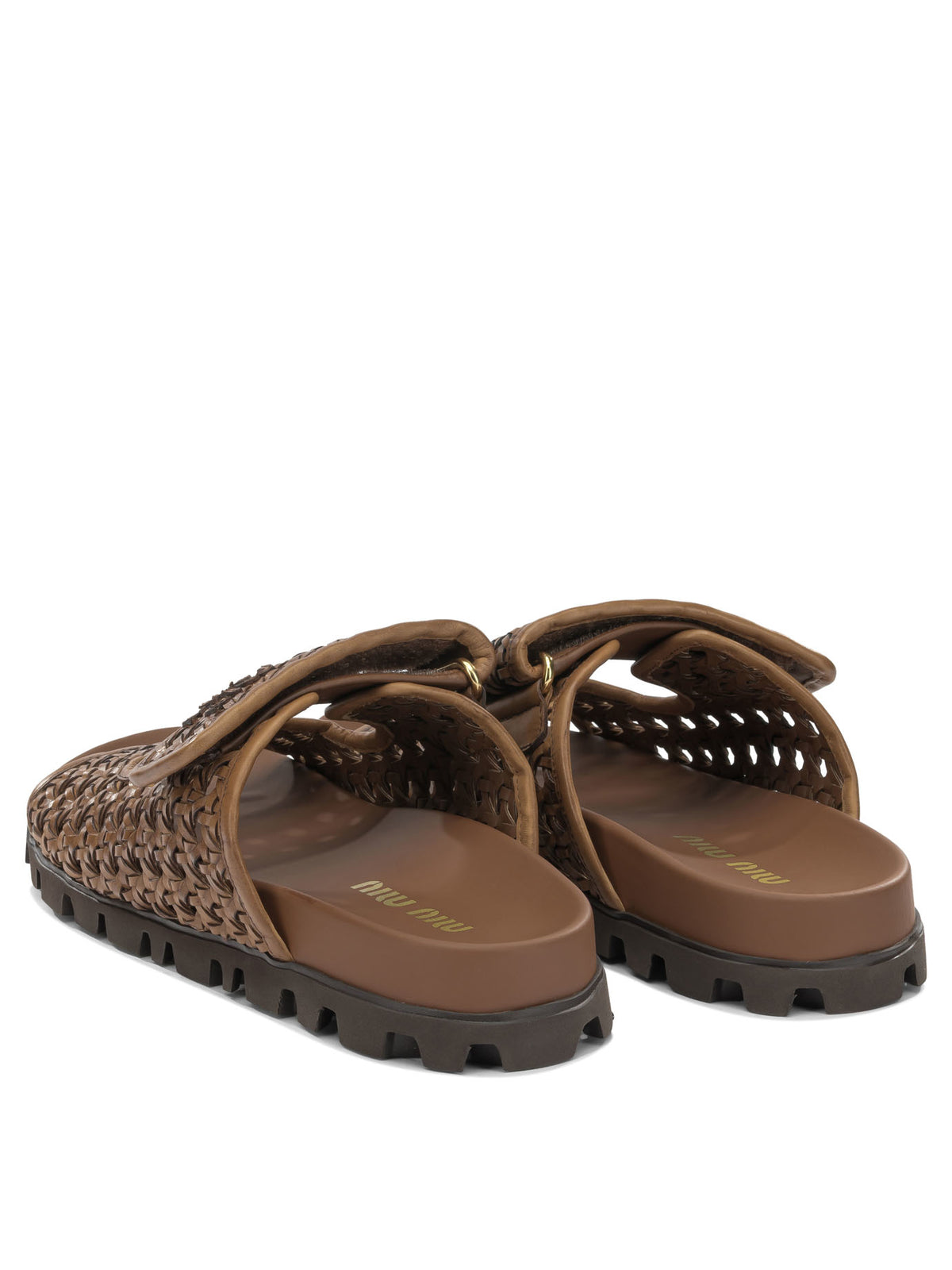 Miu Miu Woven leather low sandals - Brown