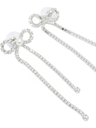 Self-Portrait Bow earrings with crystals - Silver