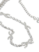 Self-Portrait Necklace with bows and crystals - Silver