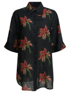 Valentino Linen floral shirt - Black