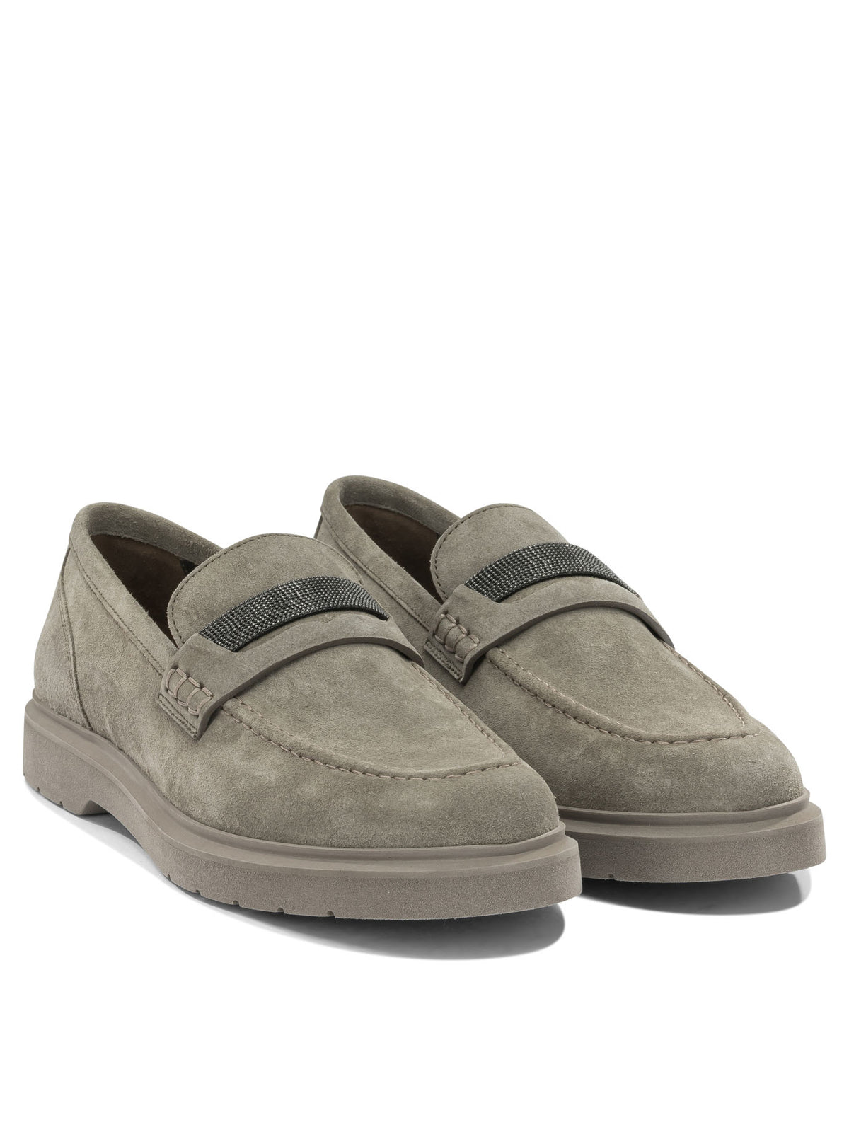 Brunello Cucinelli Suede loafers with charm - Beige