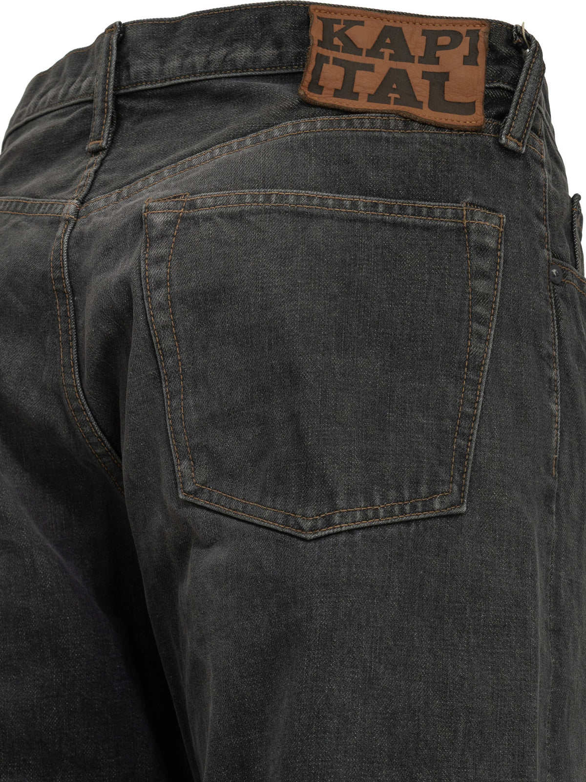 Kapital "BLKxBLK Denim 5P MONKEY TH" Wide-Leg Jeans - Blue