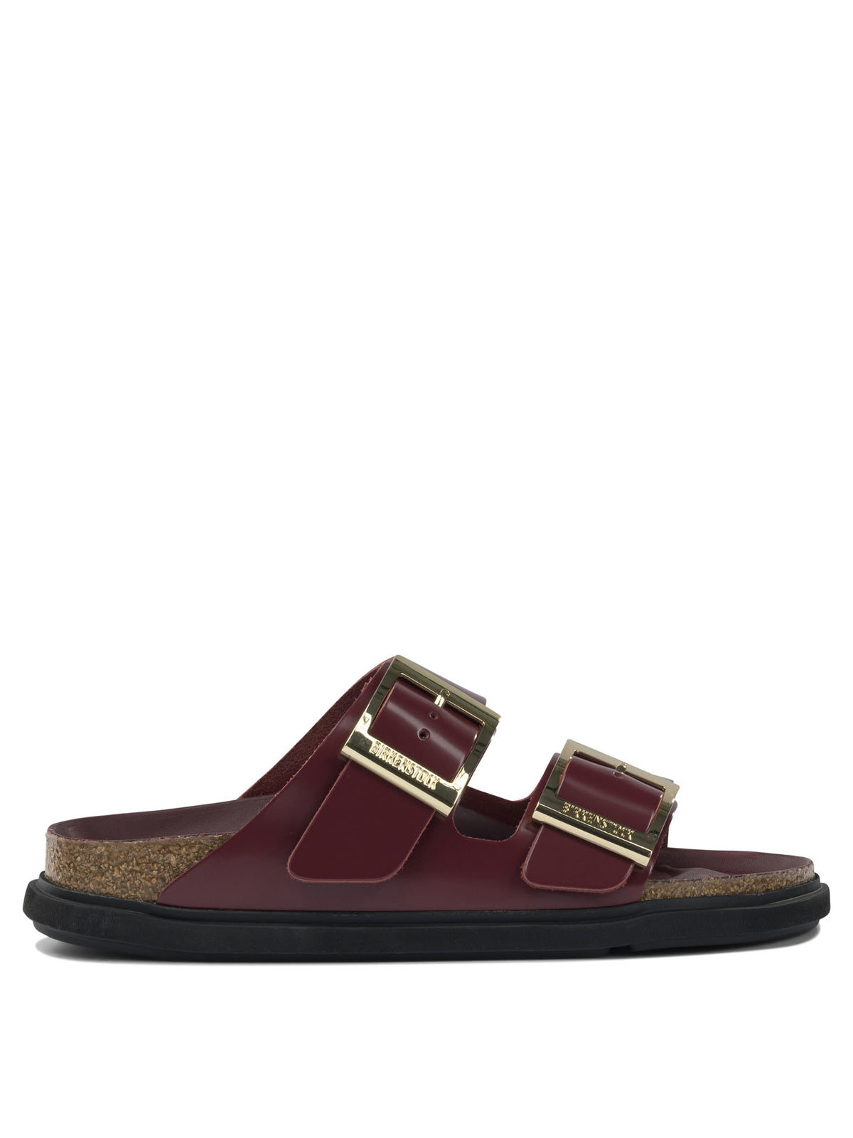 Birkenstock "Arizona Droplet Buckle" Low Sandals - Burgundy