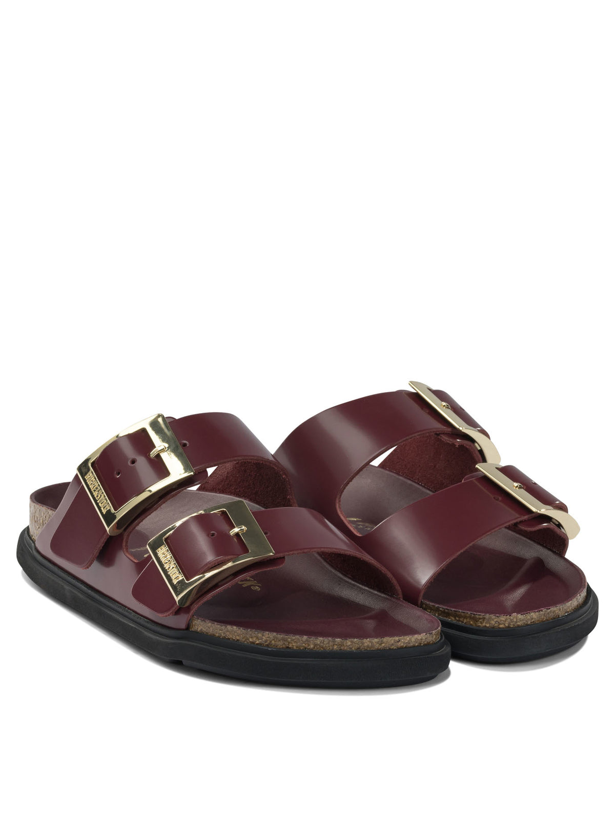 Birkenstock "Arizona Droplet Buckle" Low Sandals - Burgundy