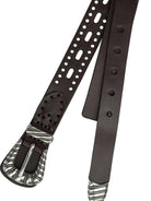 Etro Leather belt with perforated details - Brown