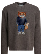 Maison Kitsuné Wool sweater with Dressed Fox - Grey