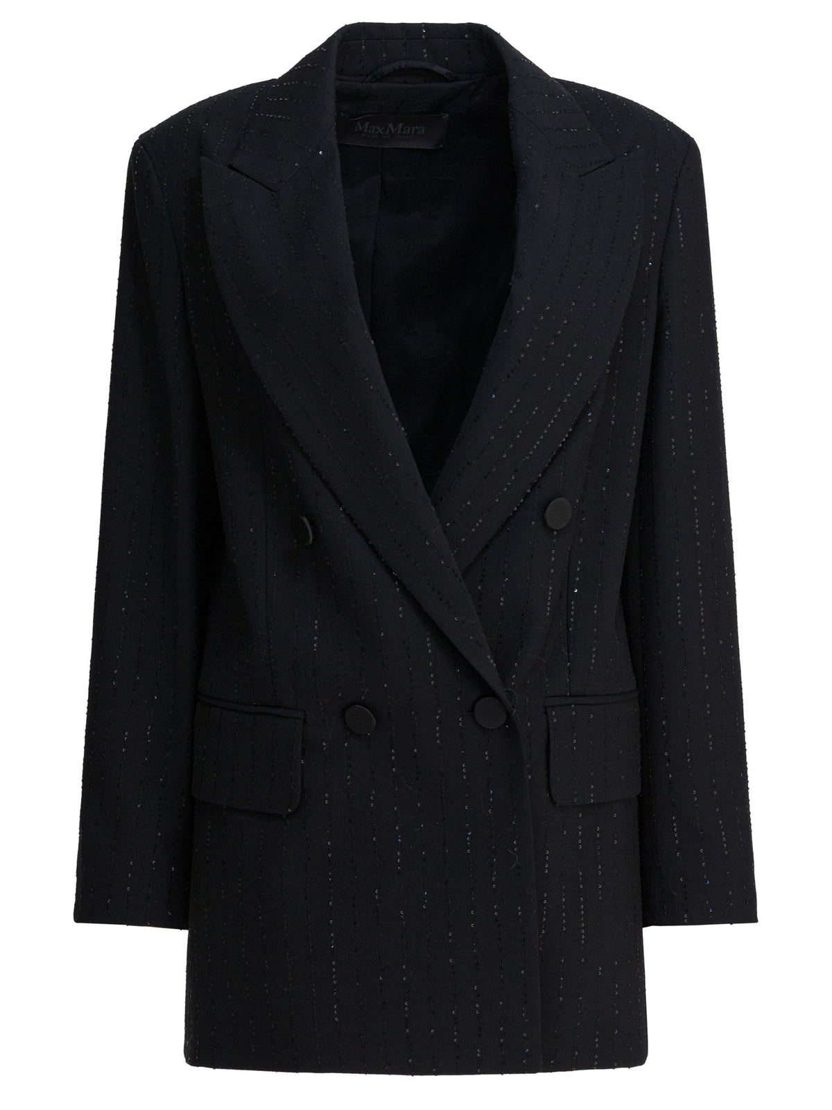 Max Mara Pianoforte Double-breasted wool blazer - Black