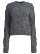 Max Mara Sportmax Wool-blend crewneck sweater with braids - Grey
