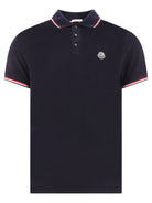 Moncler Button-down polo shirt with logo - Blue