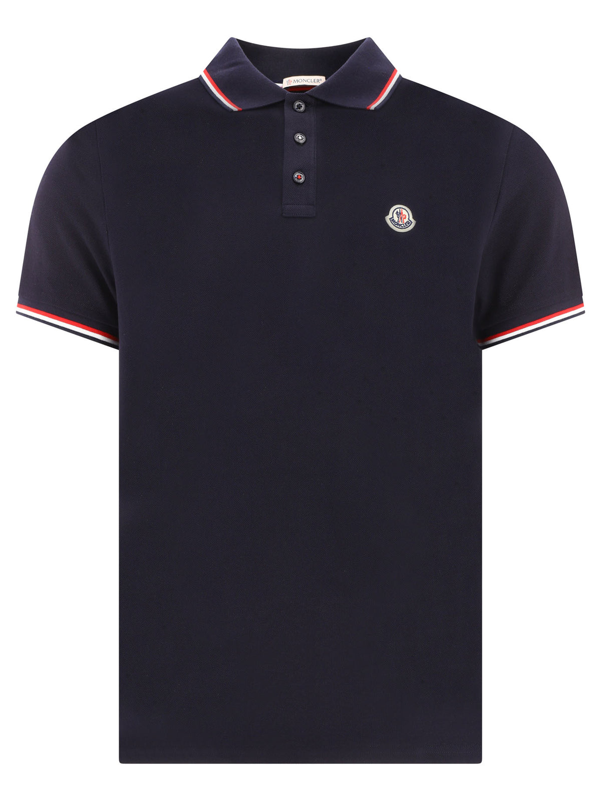 Moncler Button-down polo shirt with logo - Blue
