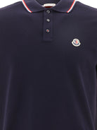 Moncler Button-down polo shirt with logo - Blue