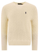 Polo Ralph Lauren Wool and cashmere crewneck sweater with logo - White