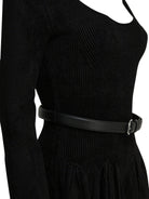 Self-Portrait Knitted flared dress - Black