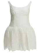 Self-Portrait Lace flared dress - White