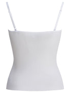 Self-Portrait Ribbed tank top with lace neckline - White