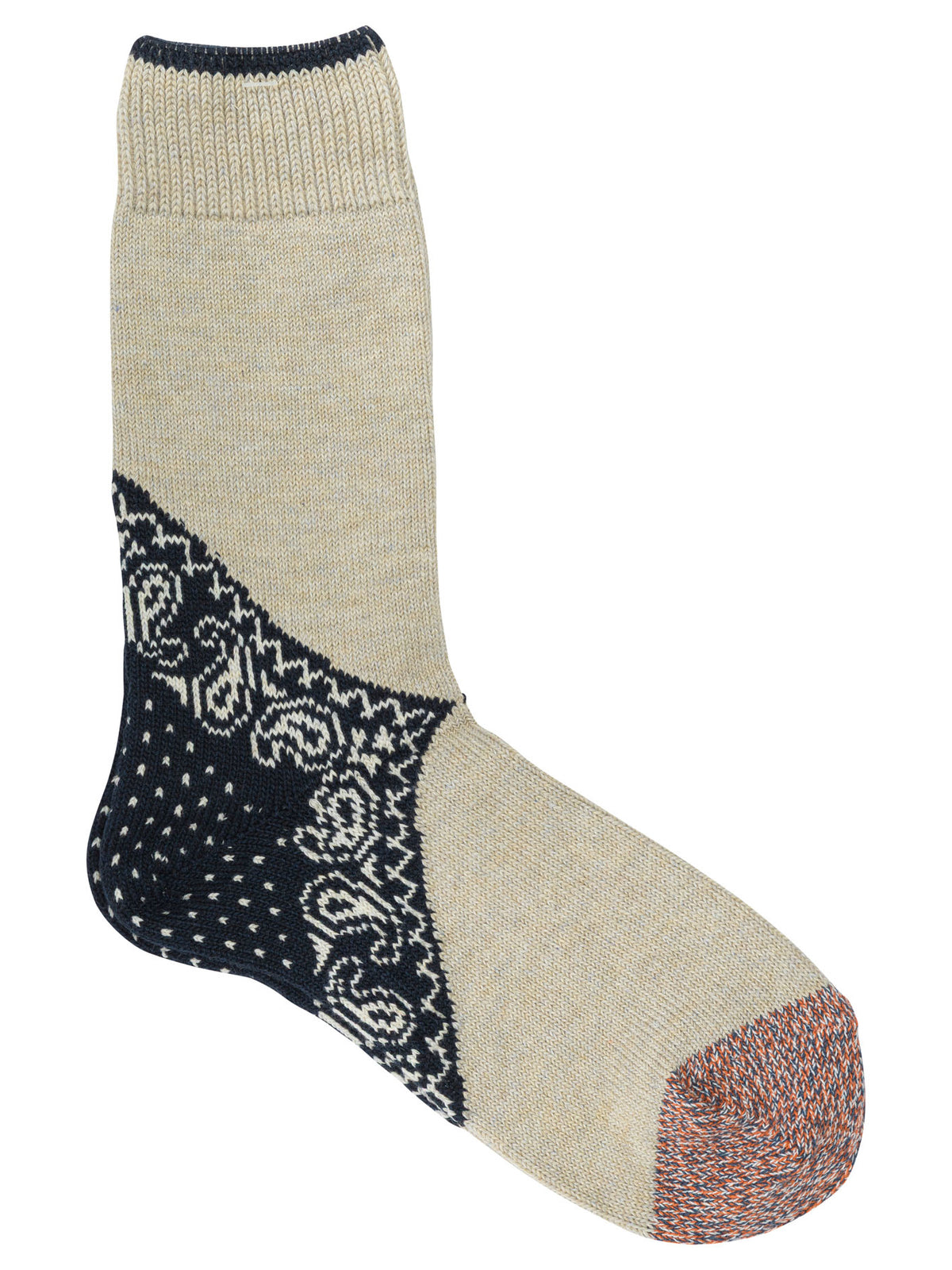 Kapital "Yarns Heel Paisley Bandana" Socks - Beige