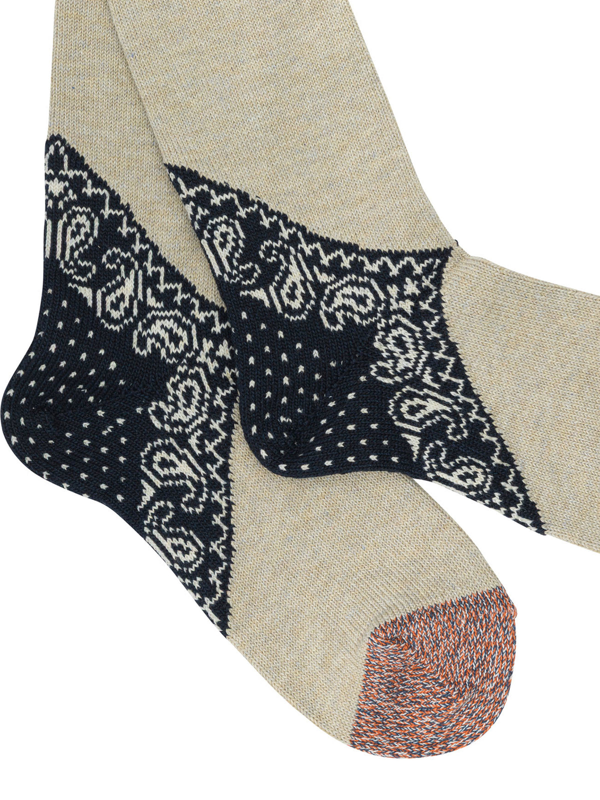 Kapital "Yarns Heel Paisley Bandana" Socks - Beige