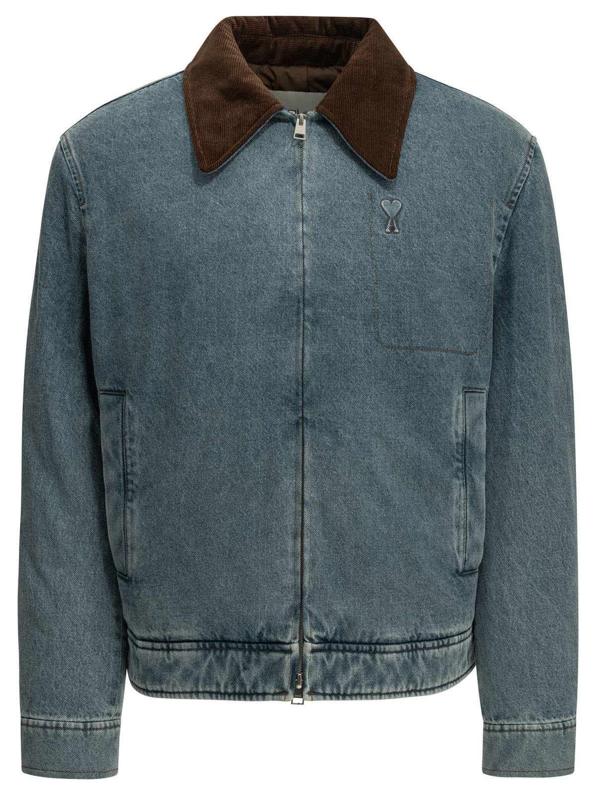 Ami Paris "Ami de Coeur" Denim Jacket - Light Blue