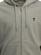 Ami Paris "Ami de Couer" Zip-Up Sweatshirt - Grey