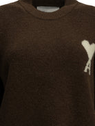 Ami Paris "Ami de Coeur" Crew-Neck Sweater - Brown