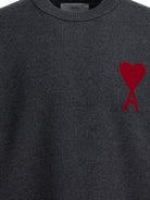 Ami Paris "Ami de Coeur" Crew-Neck Sweater - Grey