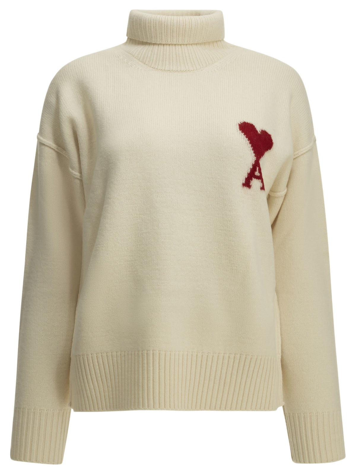 Ami Paris "Ami de Coeur" Turtleneck Sweater - White
