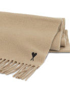 Ami Paris "Ami de Coeur" Fringed Scarf - Beige