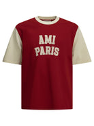 Ami Paris Crewneck T-shirt with logo - Red