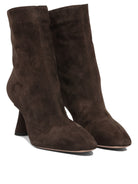 Aquazzura "Amore 75 mm" Ankle Boots with Zipper - Brown