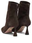 Aquazzura "Amore 75 mm" Ankle Boots with Zipper - Brown