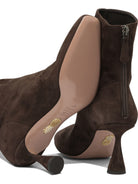 Aquazzura "Amore 75 mm" Ankle Boots with Zipper - Brown