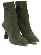 Aquazzura "Amore 75 mm" Ankle Boots with Zipper - Green