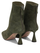 Aquazzura "Amore 75 mm" Ankle Boots with Zipper - Green