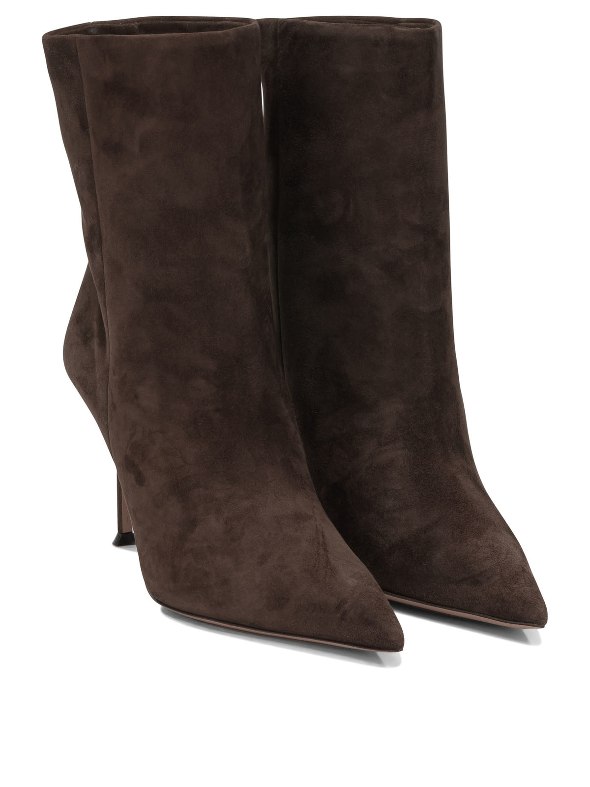 Aquazzura "Harper 85MM" Ankle Boots with Zipper - Brown