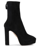 Aquazzura "Martine 110MM" Ankle Boots with Zipper - Black