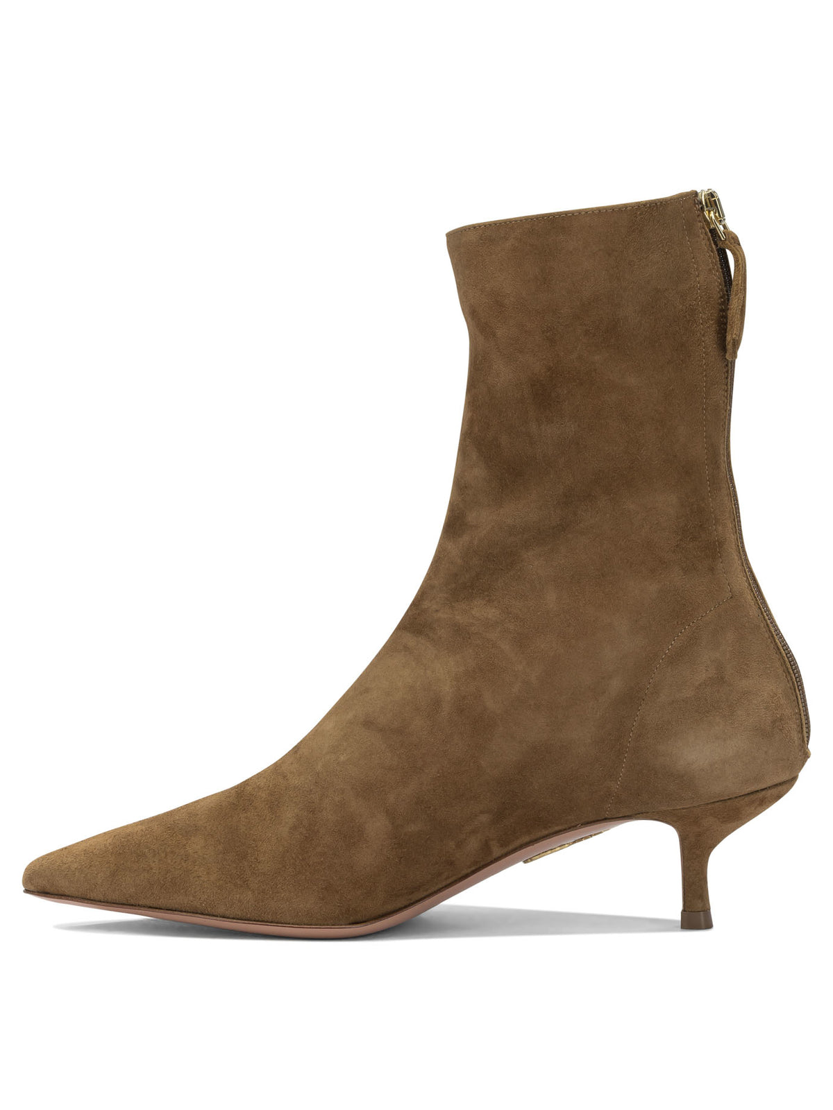 Aquazzura "Montmartre 50MM" Ankle Boots with Zipper - Brown