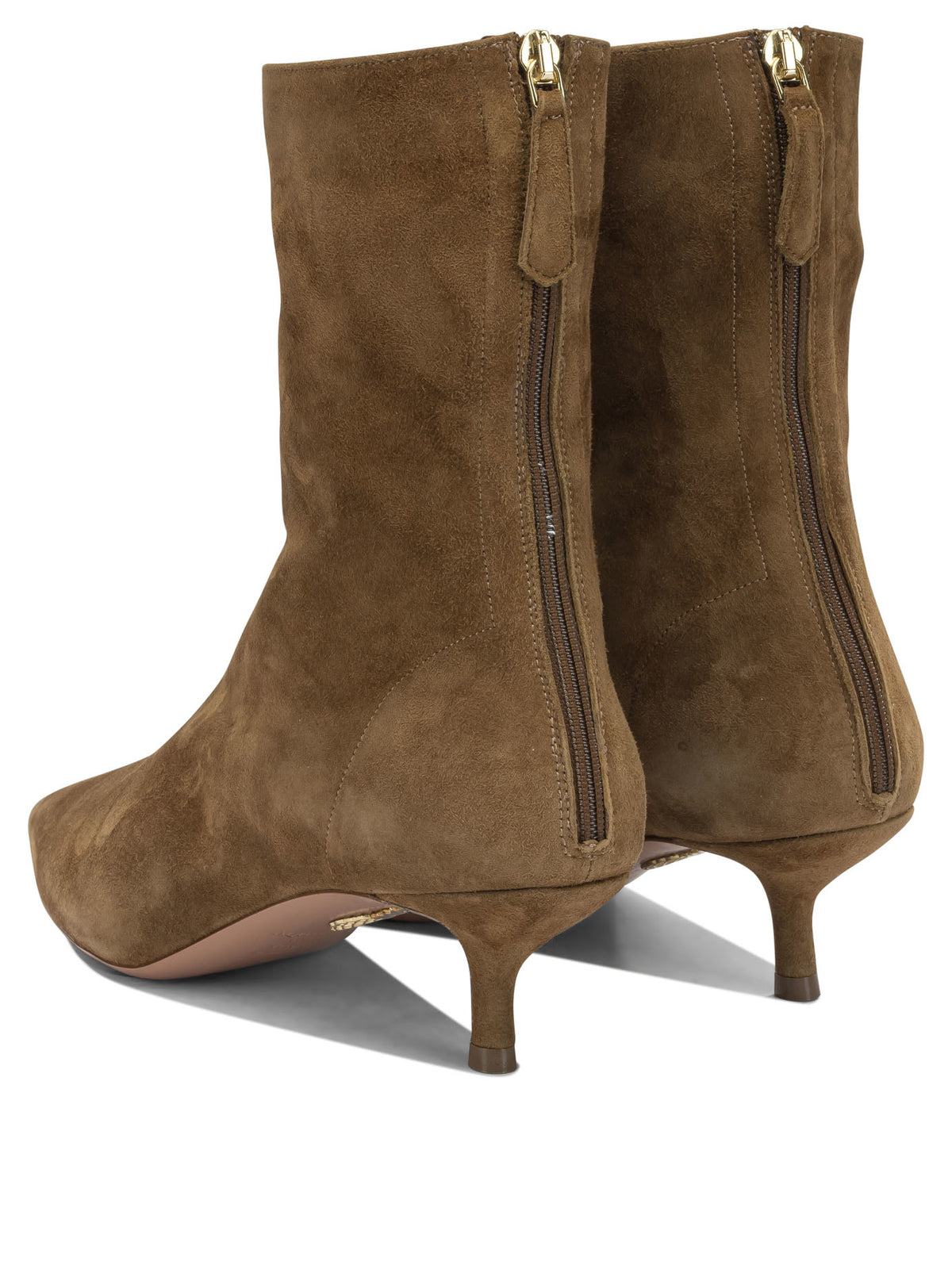 Aquazzura "Montmartre 50MM" Ankle Boots with Zipper - Brown