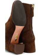 Aquazzura "Saint Honore 50 mm" Ankle Boots with Zipper - Brown