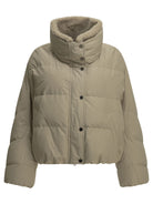 Brunello Cucinelli Short down jacket in techno cotton taffeta - Beige