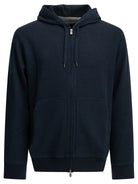 Brunello Cucinelli Cashmere and Cotton Zip-Up Sweatshirt - Blue