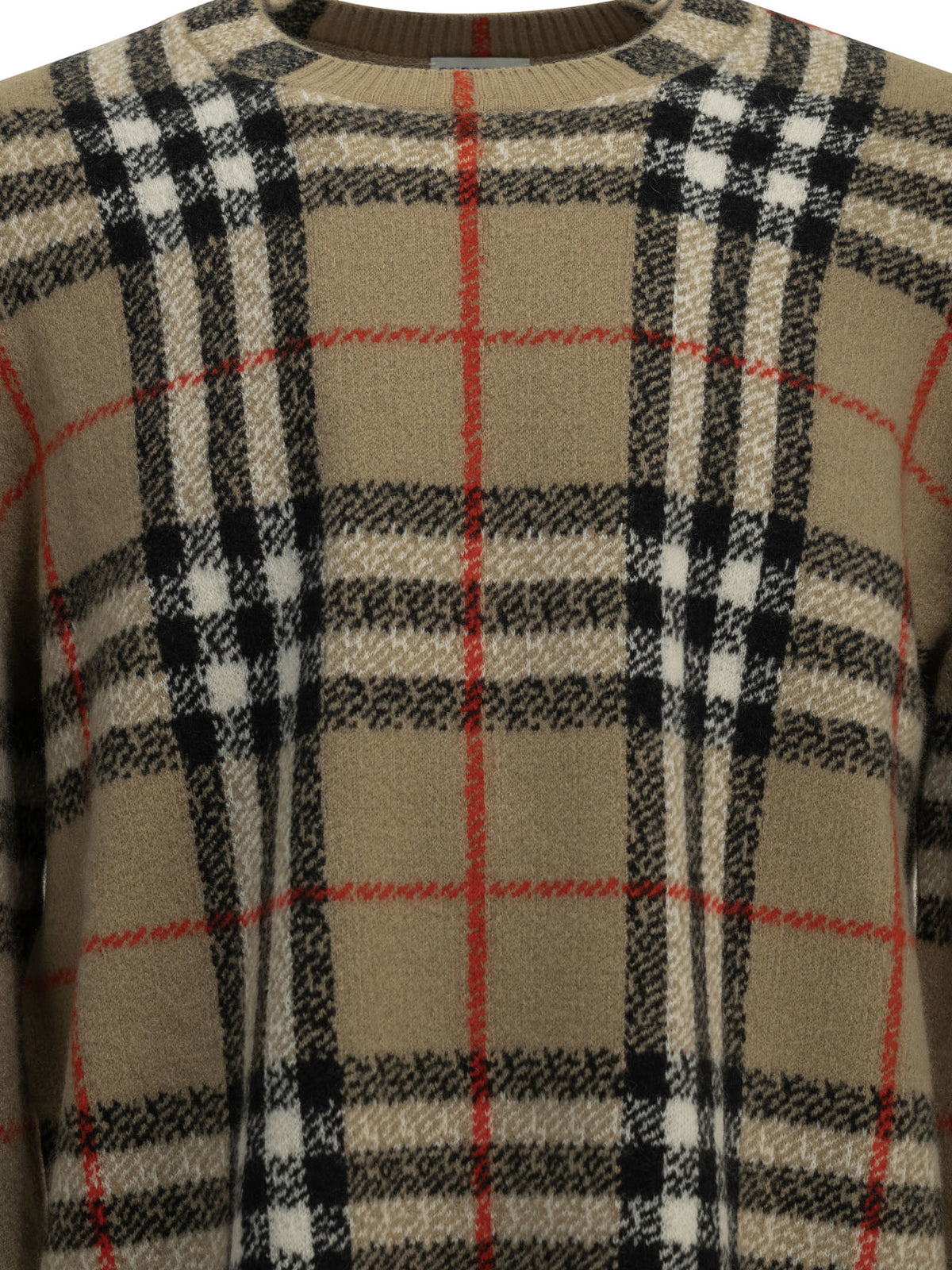 Burberry "Check" Crew-Neck Sweater - Beige