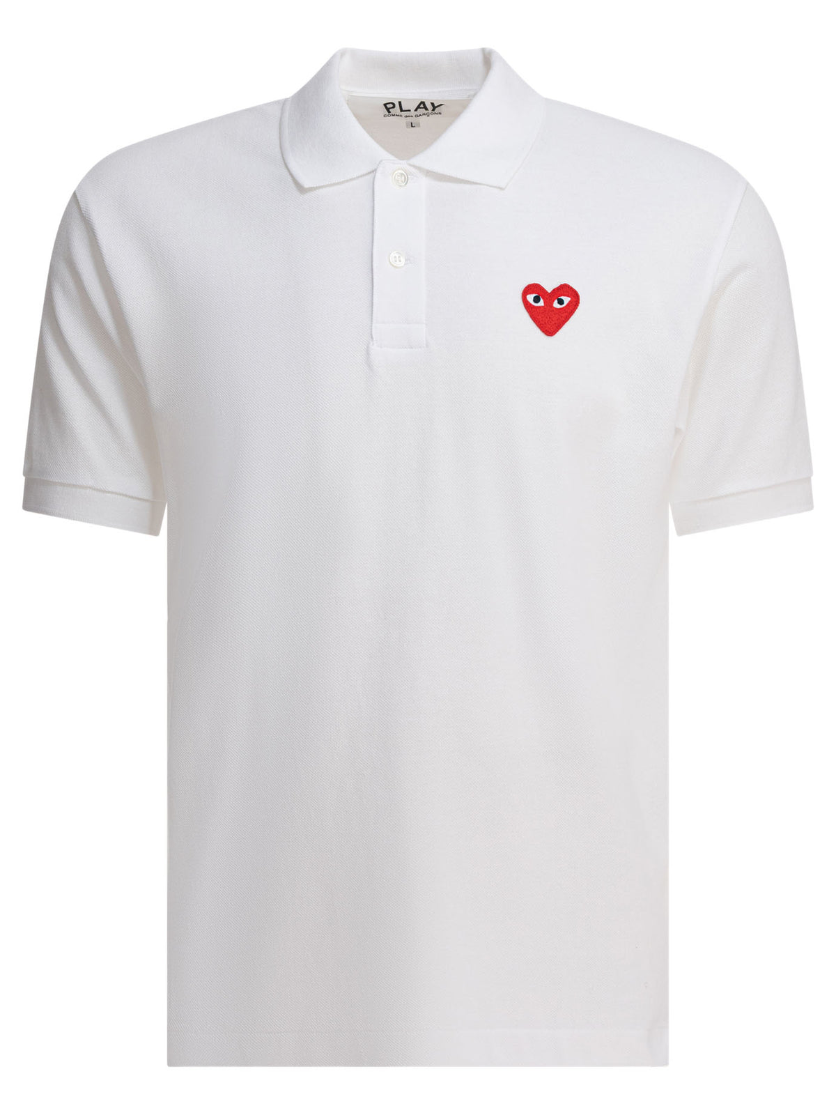 Comme des Garçons PLAY "Red Emblem" Button-Down Polo Shirt - White