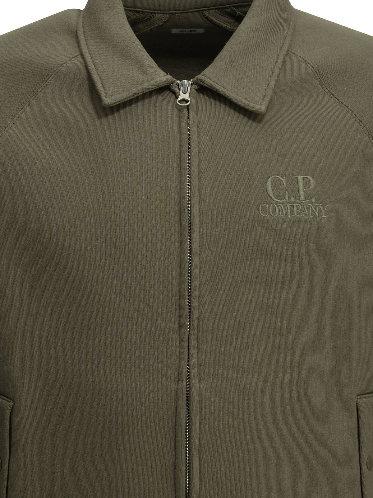 C.P. Company Zip-up Sweatshirt with Logo - Green