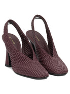 Etro 90MM Woven Slingbacks - Burgundy