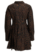 Ganni "Leopard" Short Dress - Brown