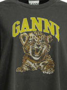 Ganni "Tiger" crewneck T-shirt - Black