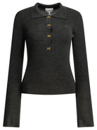 Ganni Logo polo sweater - Grey