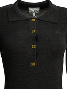 Ganni Logo polo sweater - Grey